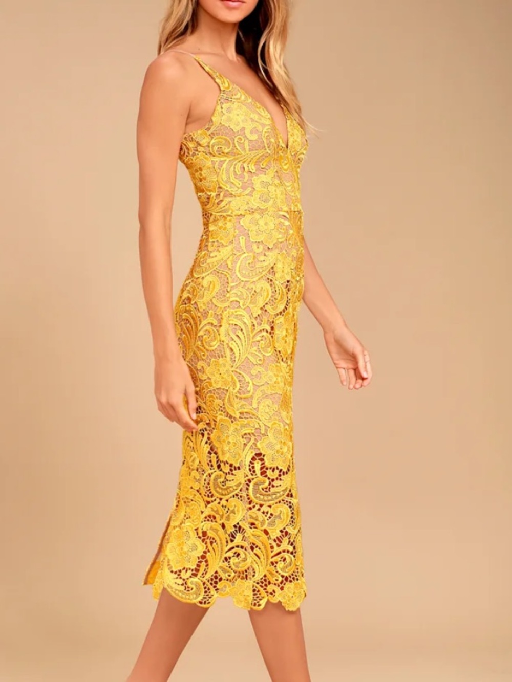 Dress the Population Marie Marigold Yellow Jumpsuit Dress Large L